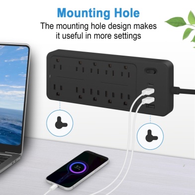 Smart Power Strip with 10 Outlets & USB Ports - Image 5
