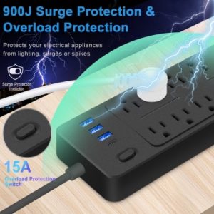 Smart Power Strip with 10 Outlets & USB Ports