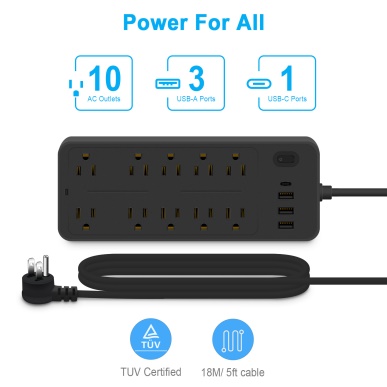 Smart Power Strip with 10 Outlets & USB Ports - Image 7