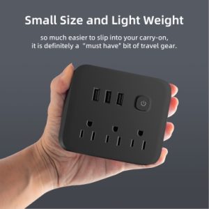 Compact US Power Strip Surge Protector | 3 AC Outlets + 3 USB-A + 1 Type-C Port, Portable Small Extension Cord