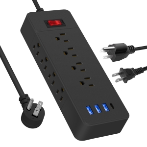 SQ—PC2025-031E Power Strip Surge Protector |3 USB-A , Wall Mountable Extension Cord